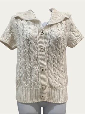 Fabiana Filippi Snow White Short Sleeve Cable Knit Cardigan 
medium